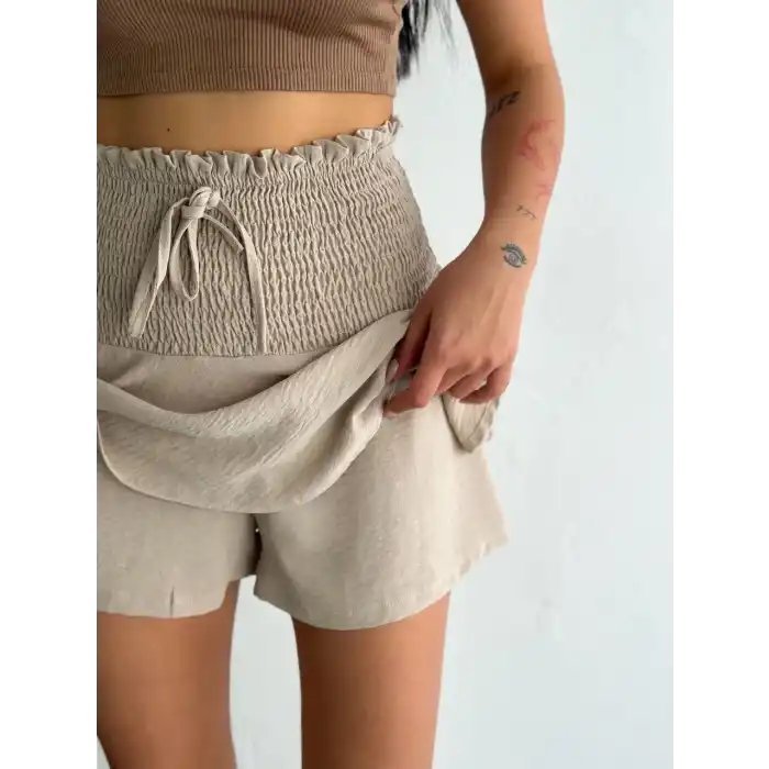 Ayrobin Şortlu Etek - Bej