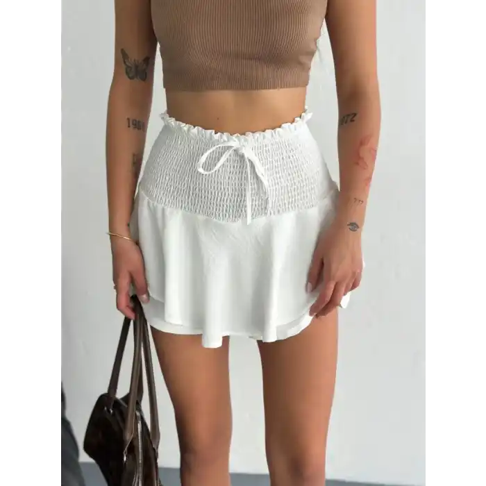 Ayrobin Şortlu Etek - Beyaz