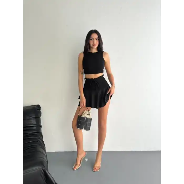 Ayrobin Şortlu Etek - Siyah