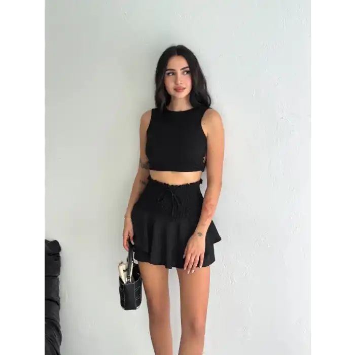 Ayrobin Şortlu Etek - Siyah