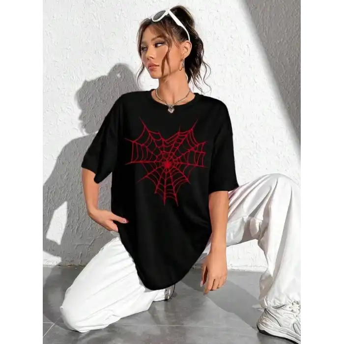 Baskılı Kadın T-shirt - Siyah