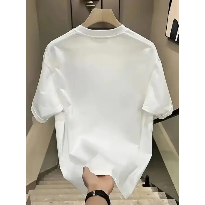 Day One Baskılı Oversize Bisiklet Yaka T-shirt - Beyaz