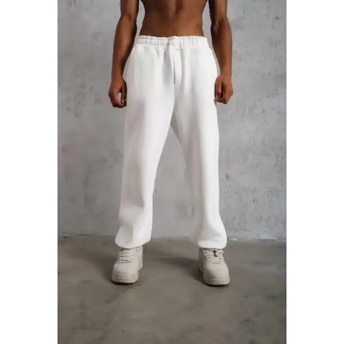 Erkek Baggy Alt Eşofman - Beyaz