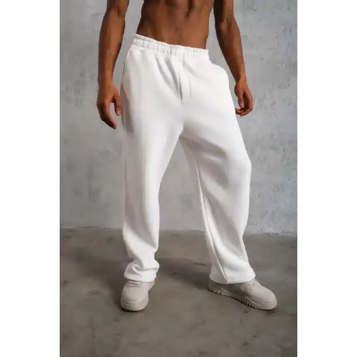Erkek Baggy Alt Eşofman - Beyaz