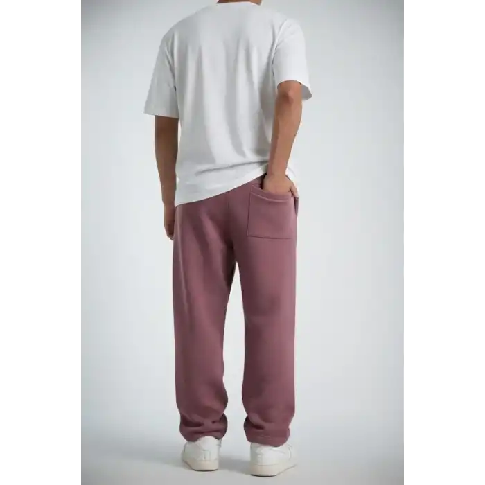 Erkek Baggy Alt Eşofman - Gül Kurusu