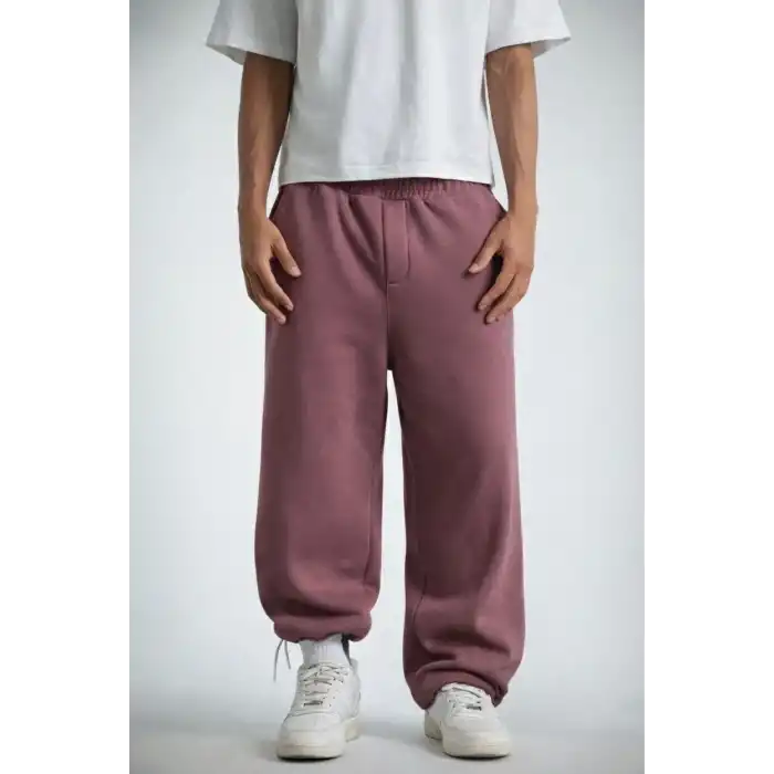 Erkek Baggy Alt Eşofman - Gül Kurusu