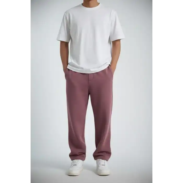 Erkek Baggy Alt Eşofman - Gül Kurusu