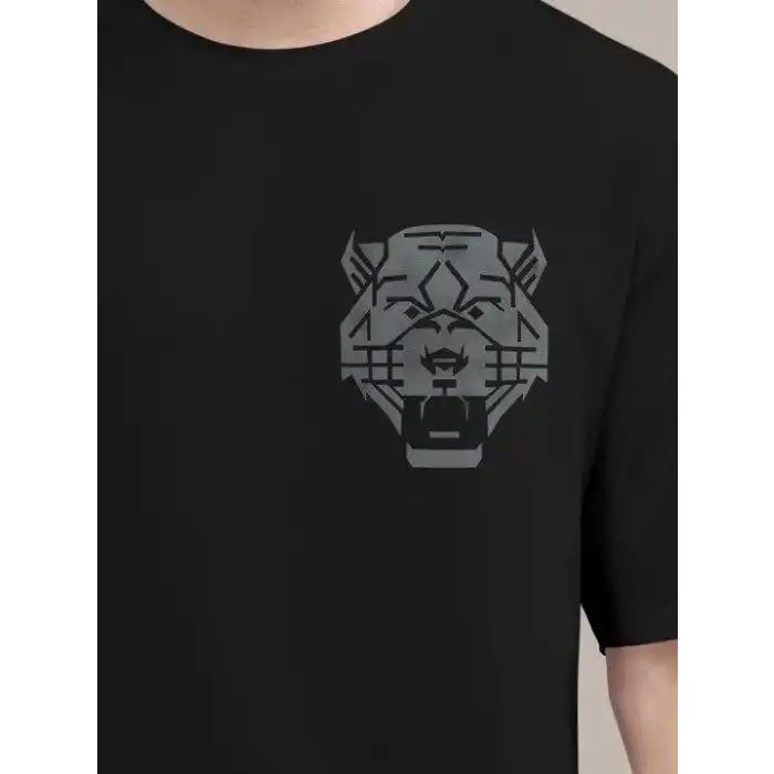 Erkek Baskılı Oversize T-shirt - Siyah