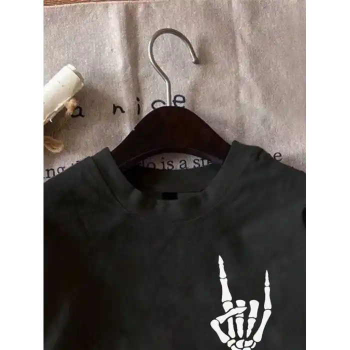 Erkek Baskılı Oversize T-shirt - Siyah