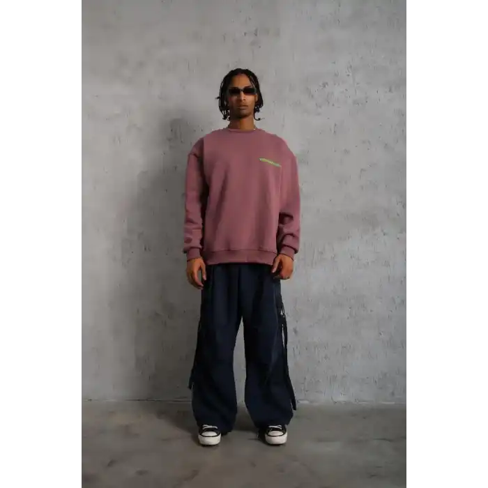 Erkek Baskılı Sweat - Gül Kurusu