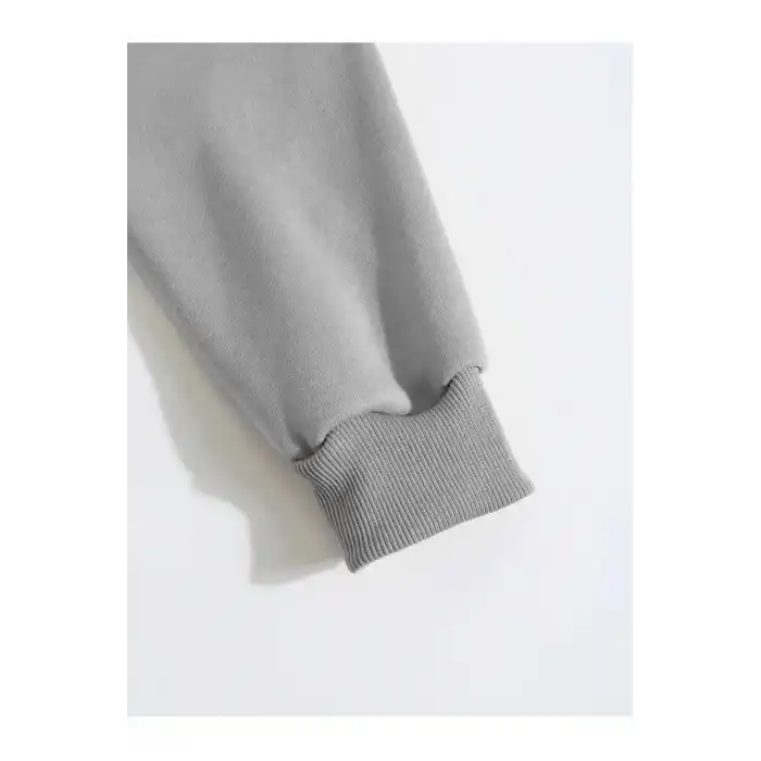 Erkek Düz Kapüşonlu Sweat - Boyalı Gri