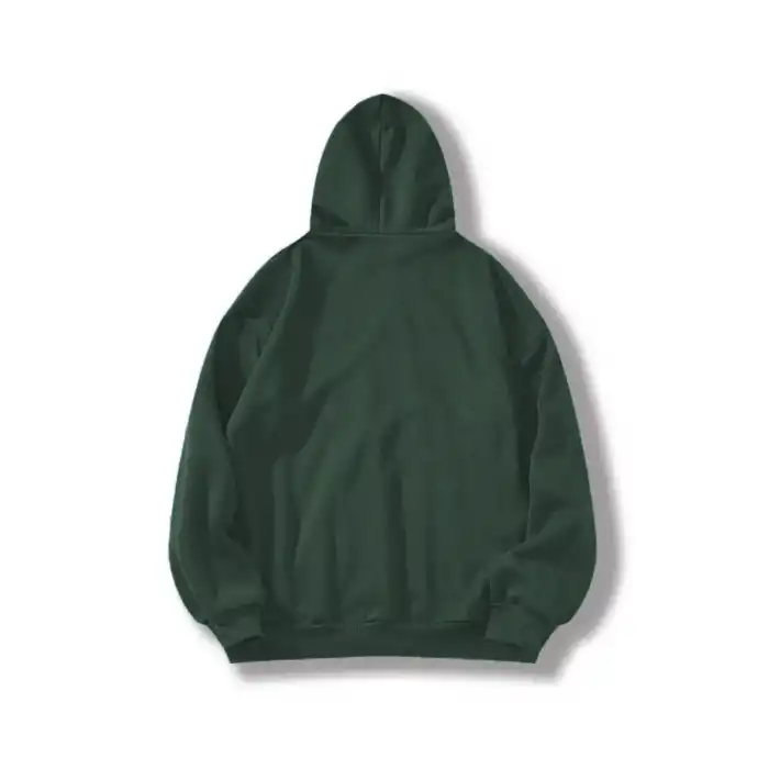 Erkek Düz Kapüşonlu Sweat - Koyu Yeşil