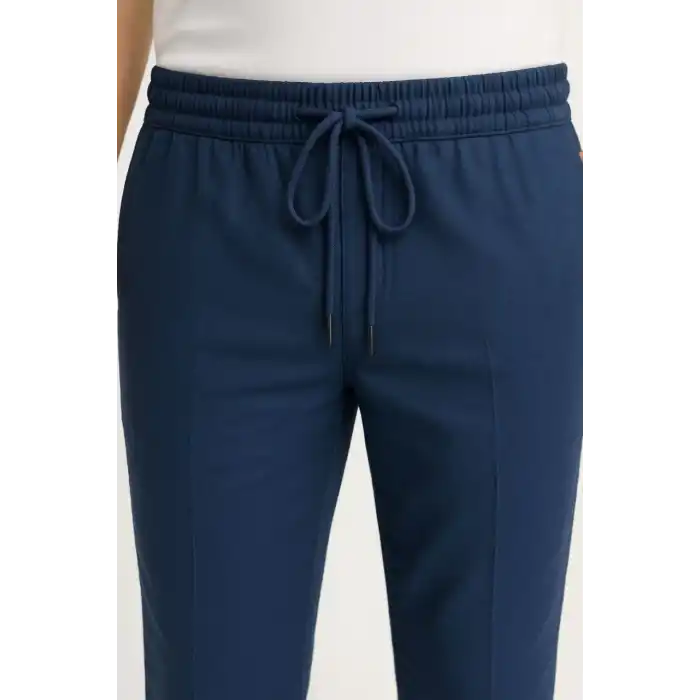 Erkek Keten Pantolon – Cepli, Beli Lastikli ve Bağcıklı, Nefes Alan Rahat Kalıp, Yazlık ve Baharlık Günlük Giyim, Şık & Konforlu Boru Paça Model - Lacivert