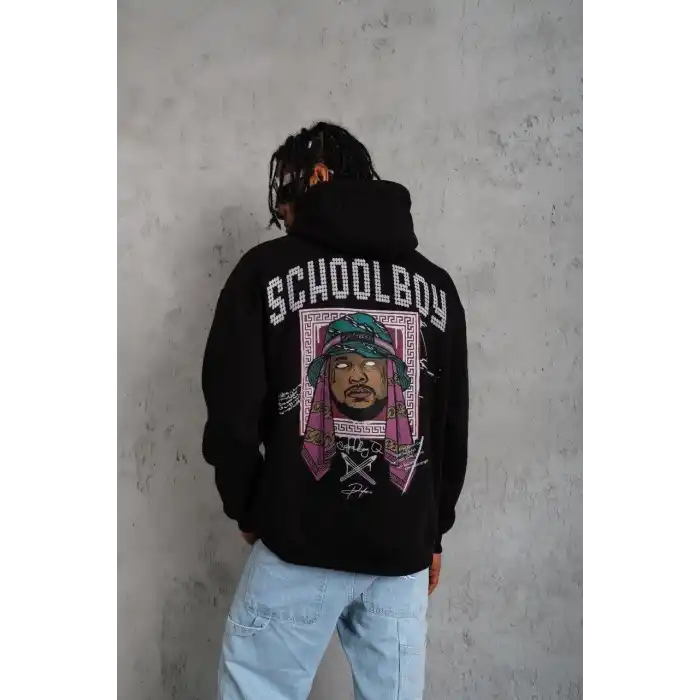 Erkek SCHOOL BOY Baskılı Kapüşonlu Sweat - Siyah