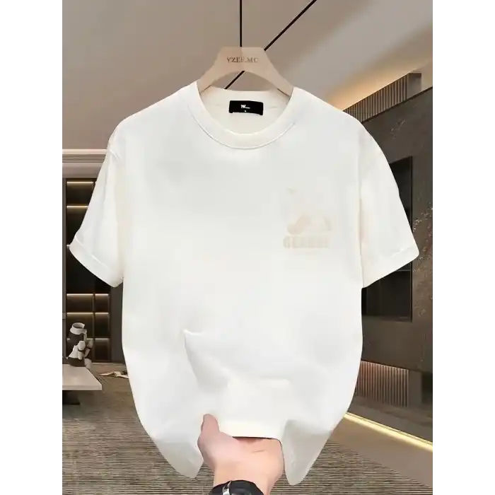 Geniş Kesim Pamuklu Tişört - GANDHI The Project Baskılı, Beyaz, Rahat Kesim, Kısa Kollu, Günlük Kıyafet, Her Gün Giyilebilecek Tişört- Beyaz