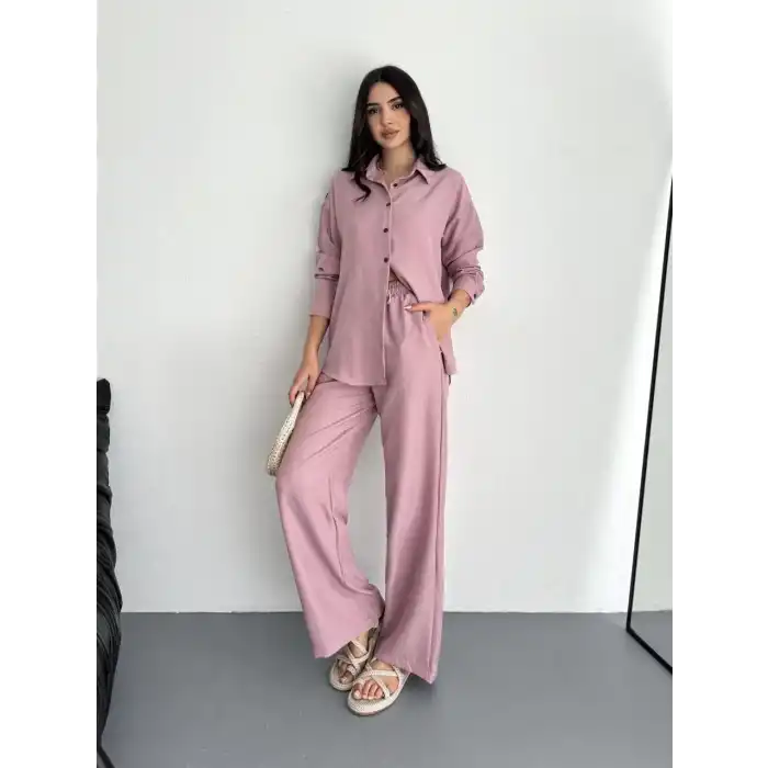 Gömlek Pantolon ikili Takım - Toz Pembe