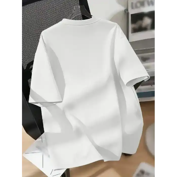 [Günlük T-Shirt] Hafif Kadın Günlük T-Shirt | Bol Kesim, Kısa Kollu, Yuvarlak Yaka, Eğlenceli Karikatür Ayı ve Umrumda Değil Baskı - Günlük Stil, İlkbahar/Yaz- Beyaz