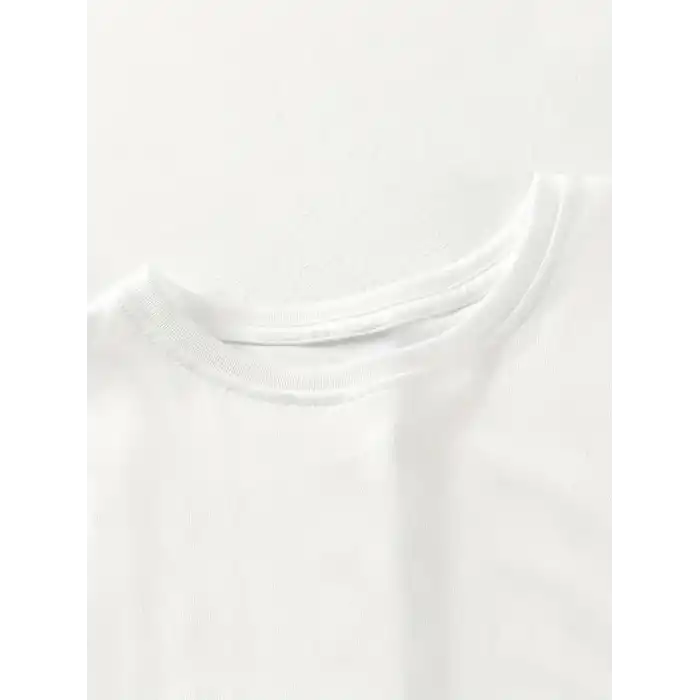 [Günlük T-Shirt] Hafif Kadın Günlük T-Shirt | Bol Kesim, Kısa Kollu, Yuvarlak Yaka, Eğlenceli Karikatür Ayı ve Umrumda Değil Baskı - Günlük Stil, İlkbahar/Yaz- Beyaz