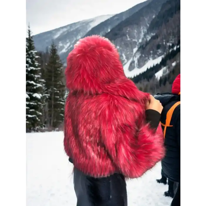 Kadın Uzun Kollu Kürk - Bordo