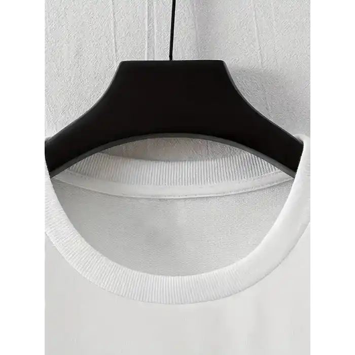 LB Baskılı Ön Arka Oversize Bisiklet Yaka Kısa Kol T-shirt - Beyaz