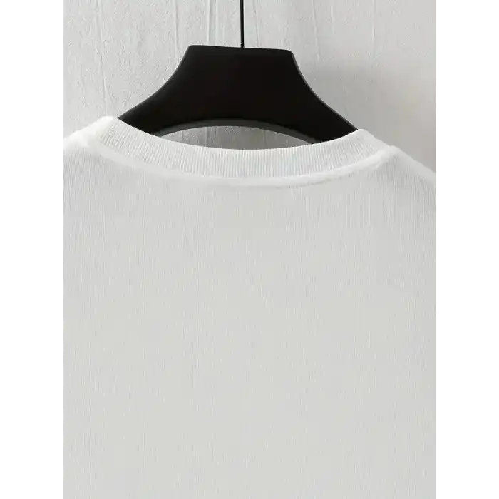 LB Baskılı Ön Arka Oversize Bisiklet Yaka Kısa Kol T-shirt - Beyaz