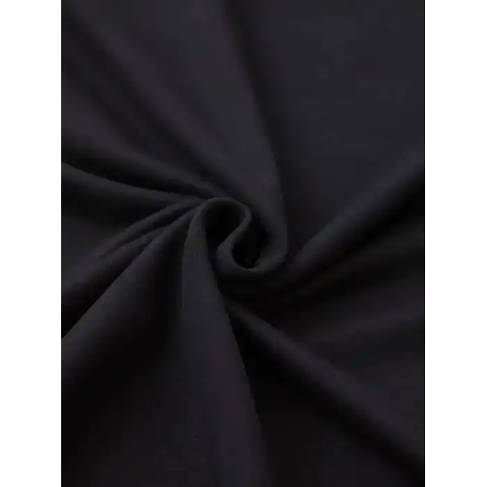 Leopar Desenli Fiyonklu Tişört - Rahat Polyester, Makinede Yıkanabilir, Bisiklet Yaka, Kadınlar için Yazlık Günlük Üst - Siyah