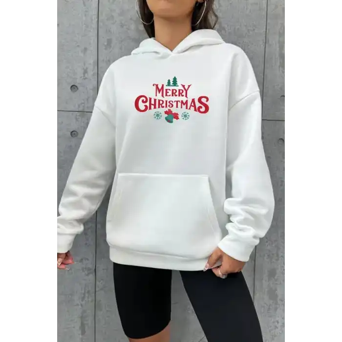 Merry Chrıstmas Sweatshirt & Hodie - Beyaz