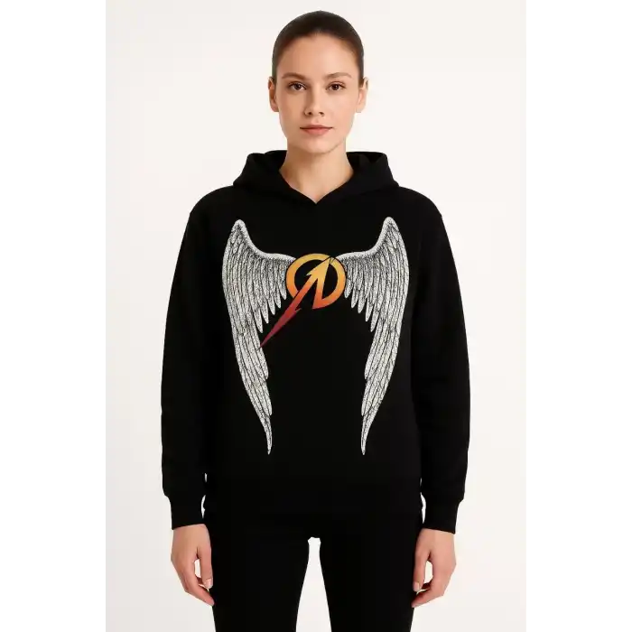 Metallica İki İplik Kapüşonlu Ön ve Arka Baskılı hoodie - Siyah