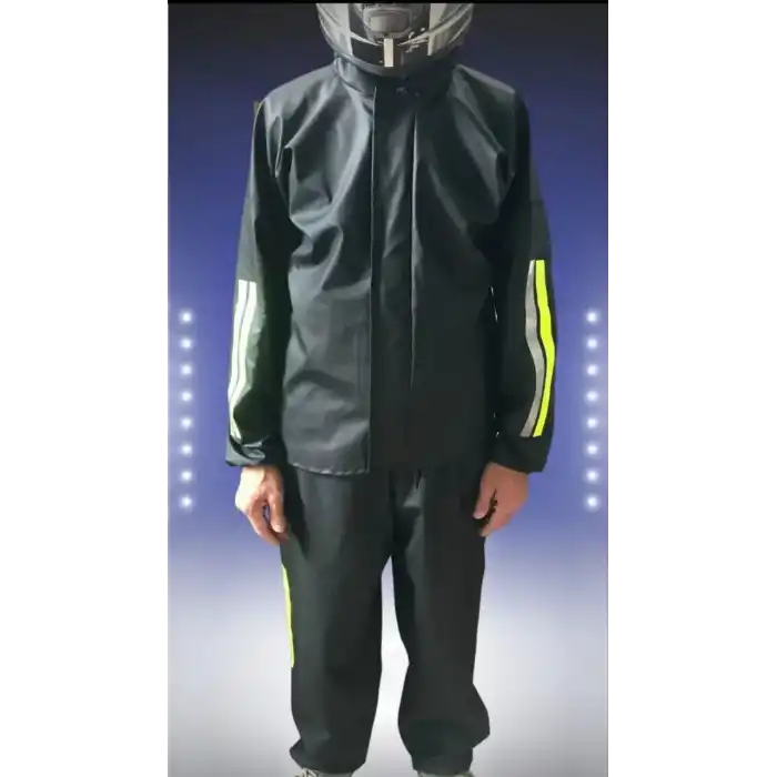 Motorcu Kurye Su Geçirmez Yağmurluk Takım - Siyah