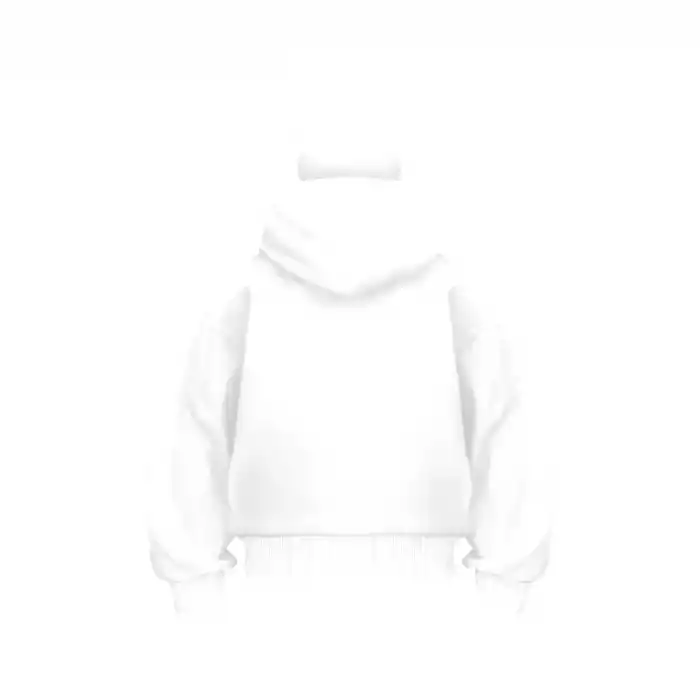 Samuray ZIP Fermuarlı Kapüşonlu SweatShirt- Beyaz