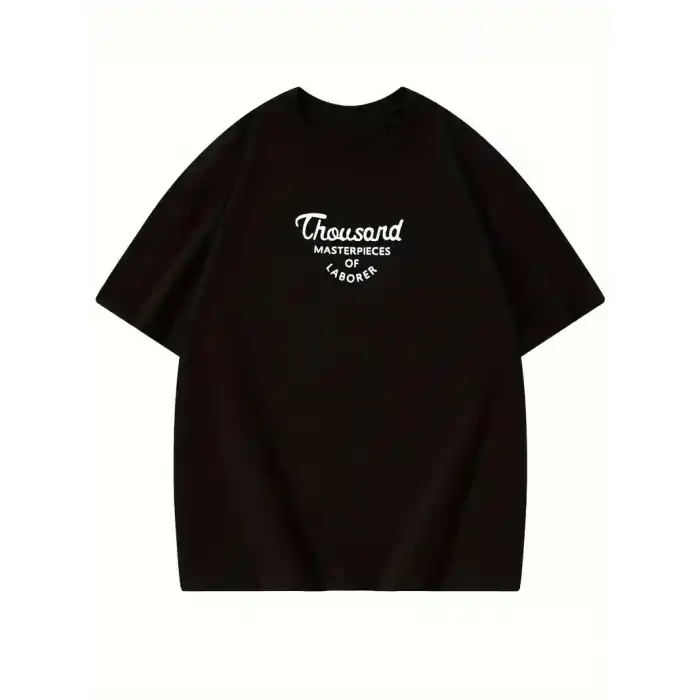 Thousand Ön Arka Baskılı Oversize Bisiklet Yaka T-shirt - Siyah