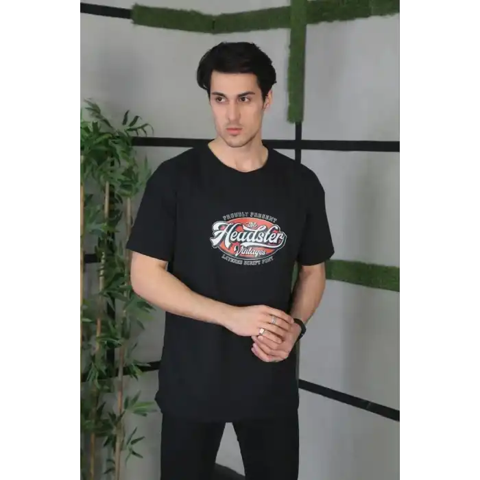 Unisex Baskılı Oversize T-Shirt - Siyah