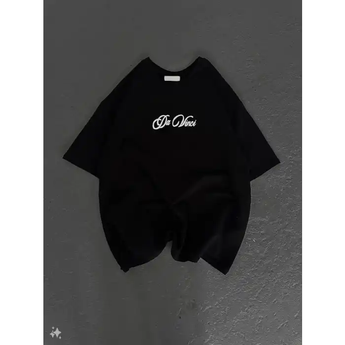 Unisex Baskılı Oversize T-Shirt - Siyah