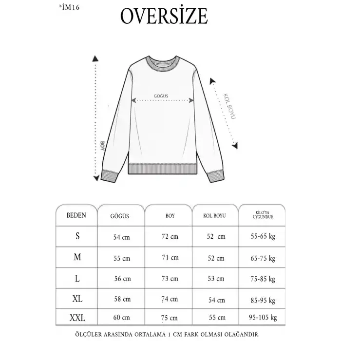Unisex Bisiklet Yaka Ön Ve Arka Baskılı SweatShirt - Beyaz