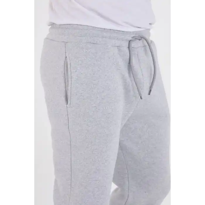 Unisex Kışlık Üç İplik Lastikli Eşofman Pantolon - Gri