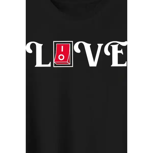 14 Şubat Sevgililer Günü Love Baskılı Oversize Bisiklet Yaka T-shirt - Siyah