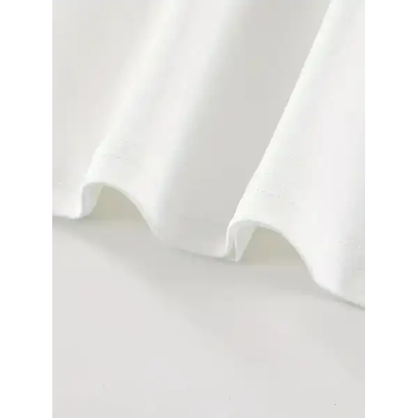 20/1 Penye Compack Baskılı Oversize Kısa Kol Bisiklet Yaka T-shirt - Beyaz