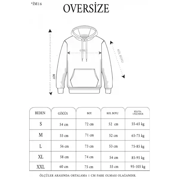 3 İplik Pamuklu Unisex Kapşonlu Sweetshirt - Beyaz