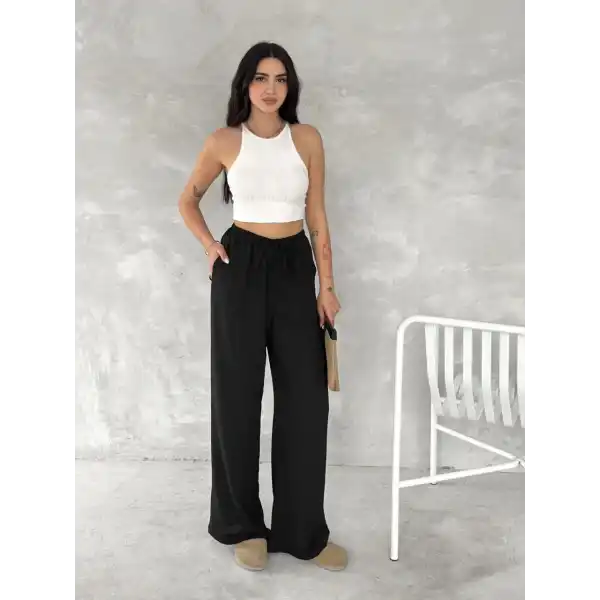 Ayrobin Oversize Kadın Pantalon - Siyah