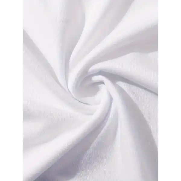 Brooklyn Harf Baskılı Düşük Omuzlu T-shirt, Rahat Kısa Kollu Bol T-shirt, Kadın Giyim - Beyaz