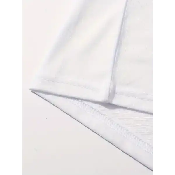 Brooklyn Harf Baskılı Düşük Omuzlu T-shirt, Rahat Kısa Kollu Bol T-shirt, Kadın Giyim - Beyaz