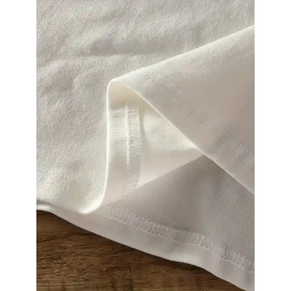 Brooklyn Harf Baskılı Düşük Omuzlu T-shirt, Rahat Kısa Kollu Bol T-shirt, Kadın Giyim - Beyaz