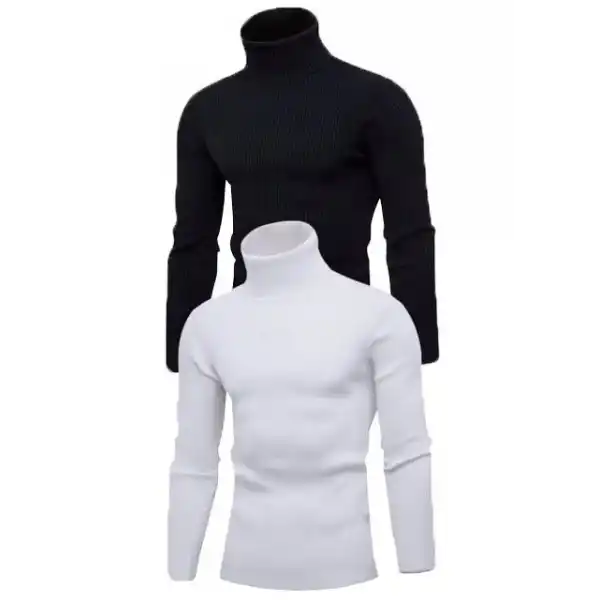 Erkek 2 Adet Kaşkorse Boğazlı Full Likralı Fitilli Slimfit Body