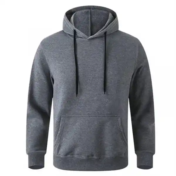 Erkek 3 İplik Pamuklu Kapüşonlu Cepli Oversize Hoodie Sweatshirt - Füme
