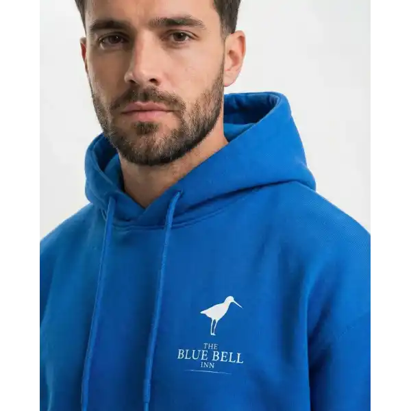 Erkek Baskılı Kapüşonlu Cepli Hoodie 3 İplik Pamuklu Sweatshirt - Saks Mavisii