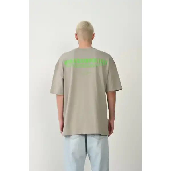 Erkek Baskılı T-Shirt Kısa Kol Bisiklet Yaka Rahat Kalıp Tişört  - Boyalı Gri