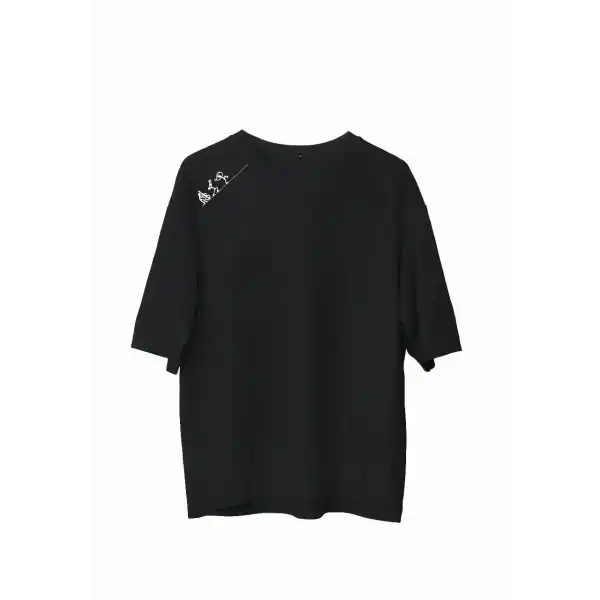 Erkek Baskılı T-Shirt Kısa Kol Bisiklet Yaka Regular Fit Rahat Kalıp Günlük Tişört - Siyah