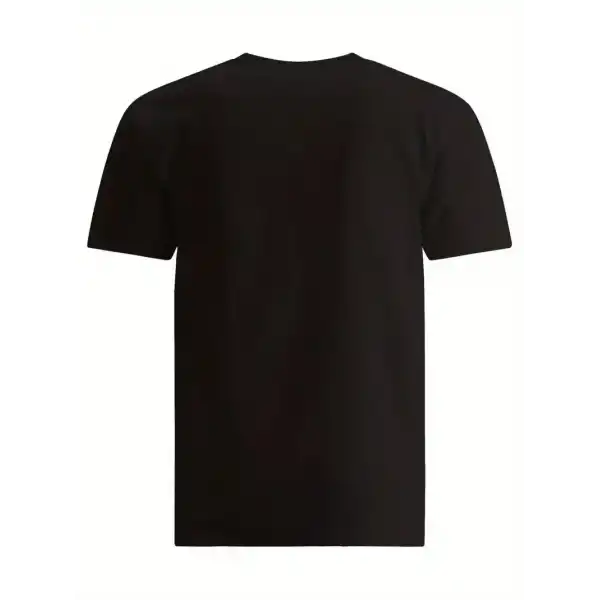 Erkek Baskılı T-Shirt Kısa Kol Bisiklet Yaka Regular Fit Rahat Kalıp Tişört - Siyah