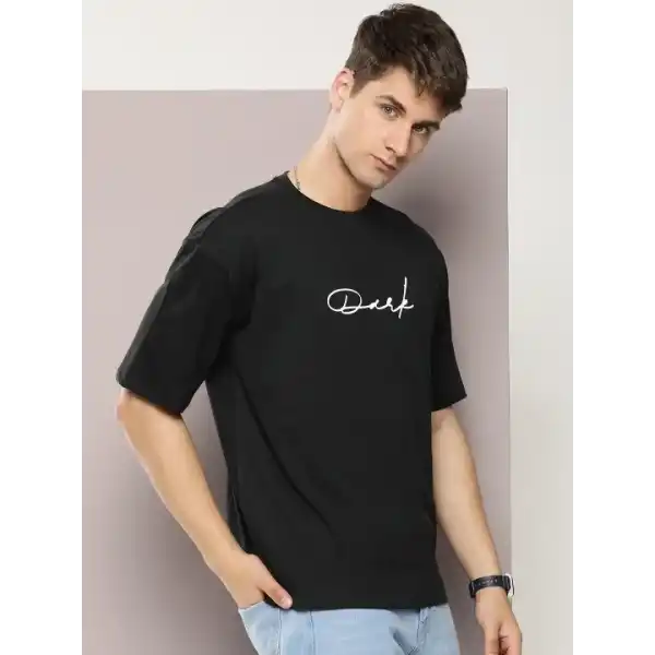 Erkek Baskılı T-Shirt Kısa Kol Bisiklet Yaka Regular Fit Rahat Kalıp Tişört - Siyah