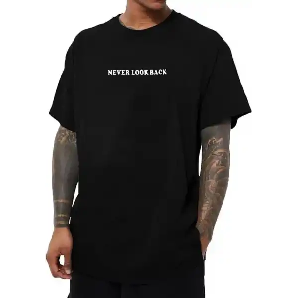 Erkek Baskılı T-Shirt Kısa Kol Bisiklet Yaka Regular Fit Rahat Kalıp Tişört - Siyah